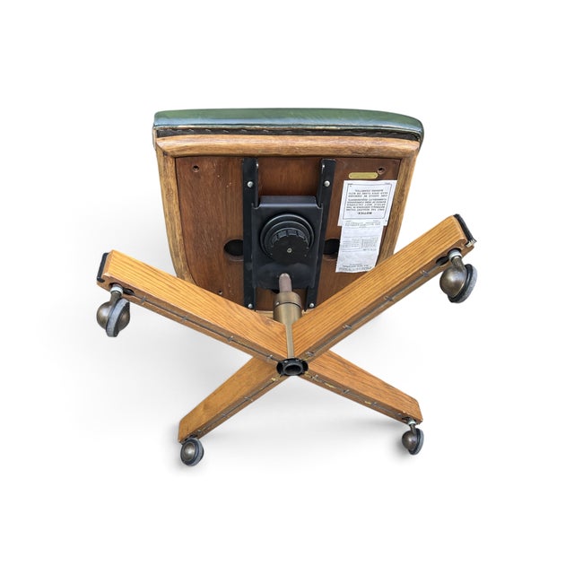 Dark Green Vintage McGuire Louis XVI Swivel-Tilt Desk Chair in Green Leather For Sale - Image 8 of 18