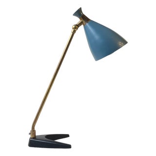Midcentury Modern Teal Blue Diablo Table Lamp from Solbergs Fabrikker, 1950s For Sale
