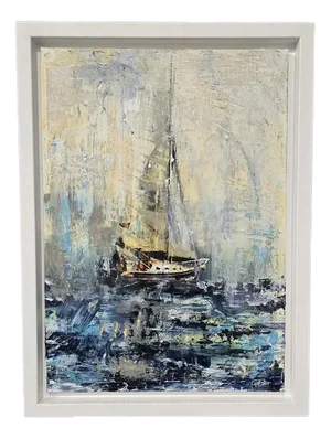 Gill Storr, Blue Waters, Oil and Mixed Media on Canvas