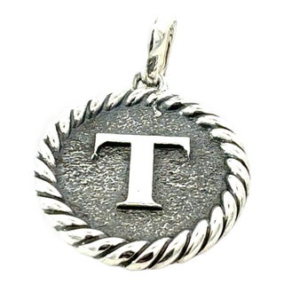 1990s David Yurman Letter T Amulet Sterling Silver Estate For Sale