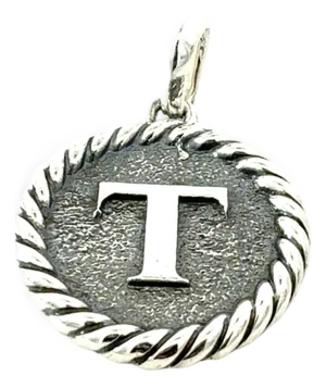 1990s David Yurman Letter T Amulet Sterling Silver Estate