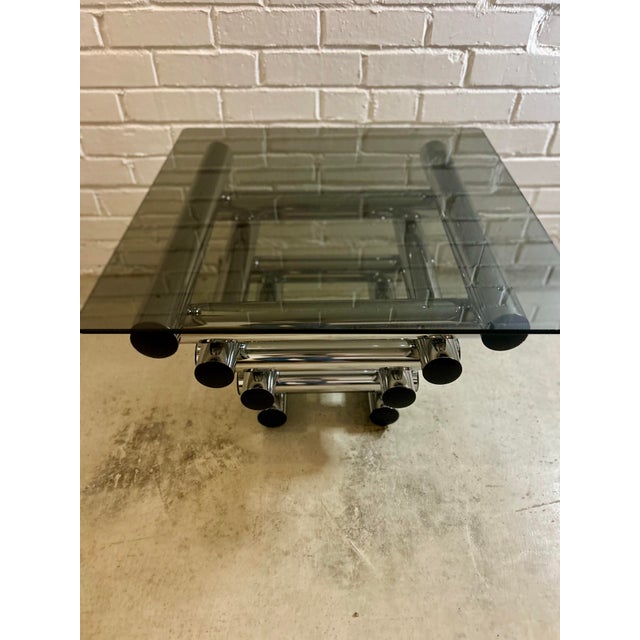 1970s Postmodern Chrome & Smoked Glass Three-Tier Étagère, in the Style of Pace Collection For Sale - Image 4 of 10