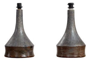 Studio Pottery Lamps in Gray, Blue, and Brown attributed to Bo Borgstrom, Sweden, 1970s, Set of 2