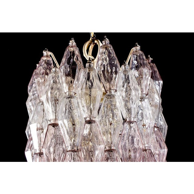 Carlo Scarpa Pink and Ice Poliedri Chandelier attributed to Carlo Scarpa from Venini, 1955 For Sale - Image 4 of 15