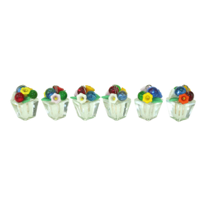 Vintage Glass Flower Pot Place Card Holders, Set of 6