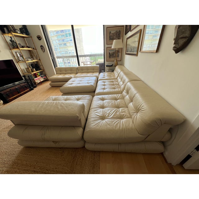 Mid-Century Modern 1970s Roche Bobois Mah Jong Sofa First Edition Leather 14 Pieces For Sale - Image 3 of 8