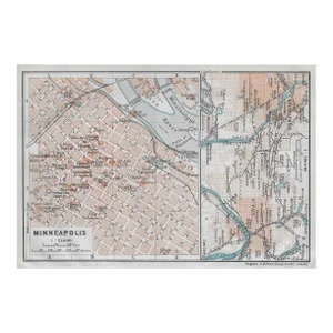 1909 Minneapolis & Twin Cities Antique Map