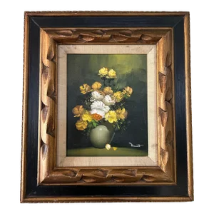 1970’s Oil on Canvas Floral Still Life by Julia Rant of Germany