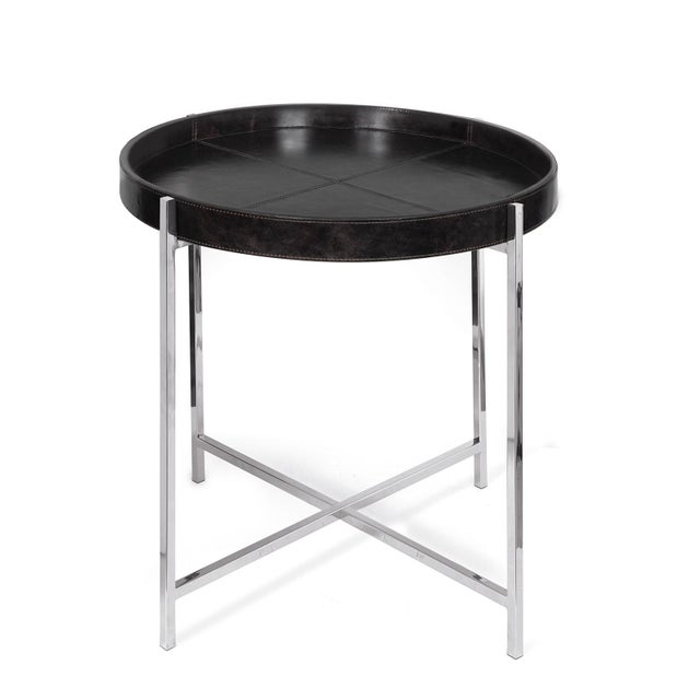 Regina Andrew Derby Leather Tray Table, Black For Sale In Detroit - Image 6 of 6