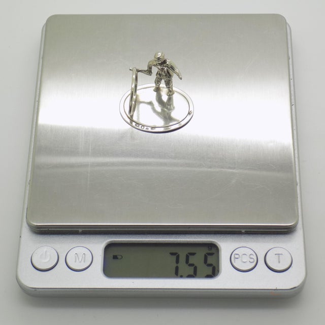 Silver Vintage Dutch Handmade Genuine Silver 835 Child with Hoop Figurine, 1970s For Sale - Image 8 of 11