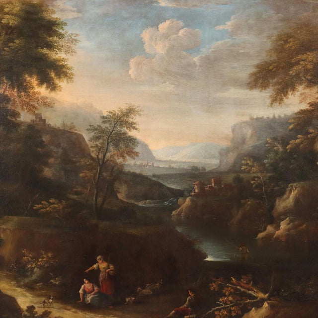 After Bartolomeo Pedon, VenetianLandscape and Figures, 18th Century, Canvas For Sale - Image 3 of 13