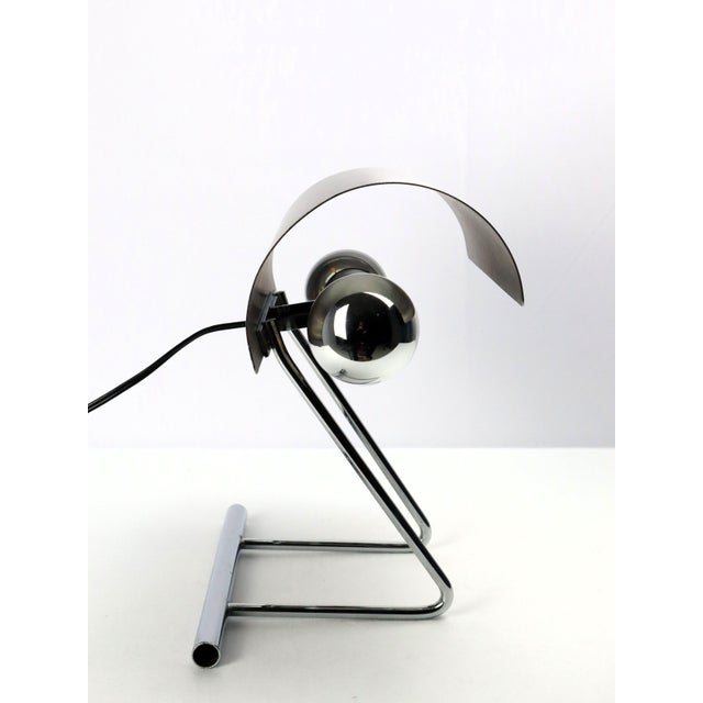 Silver Vintage Stainless Steel Table Lamp in the style of François Monnet, 1970s For Sale - Image 8 of 13