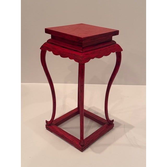 Vintage Red Lacquer Square Side Table For Sale - Image 4 of 5