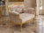 Late20C French Artisan LouisXVI Gold Beige Velvet Settee-1Pc For Sale - Image 9 of 15