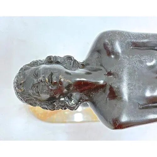 Late 20th Century Vintage Art Deco Style Bronze Couple Sculpture For Sale - Image 5 of 6