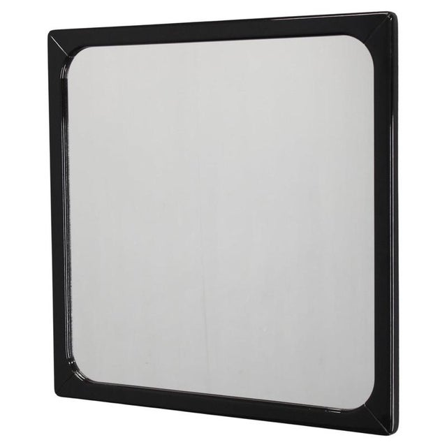 Italian Square Mirror with Black Lacquered Frame, 1970s For Sale - Image 11 of 11