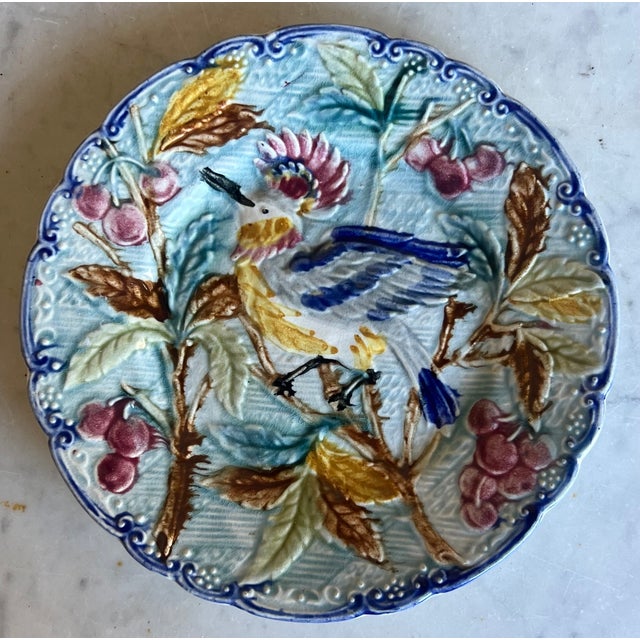 Victorian Wasmuel Majolica Plate, Belgium, 1890's For Sale - Image 3 of 13