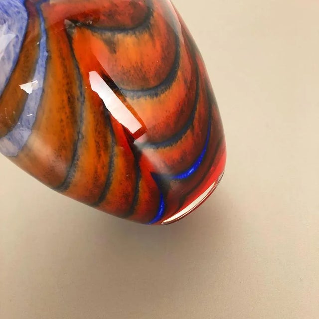 Glass Large Vintage Pop Art Opaline Florence Vase For Sale - Image 7 of 10