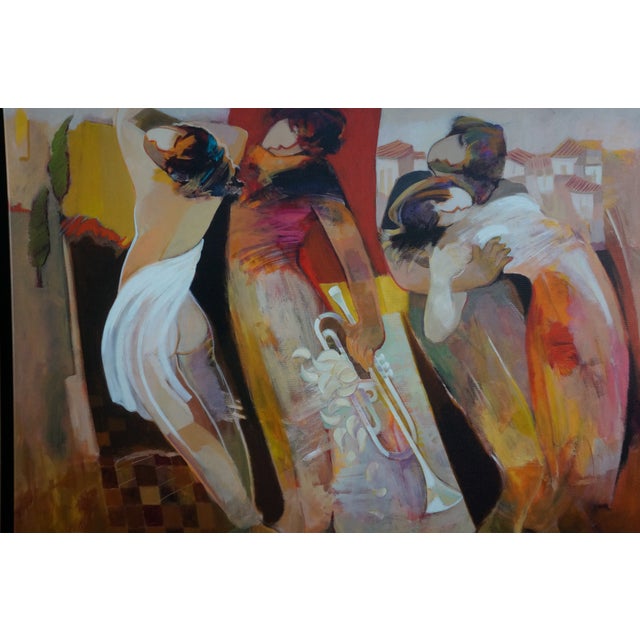 Late 20th Century Lovers Harmony by Hessam Abrishami Giclee on Canvas Musicians Signed Framed 58" For Sale - Image 4 of 12