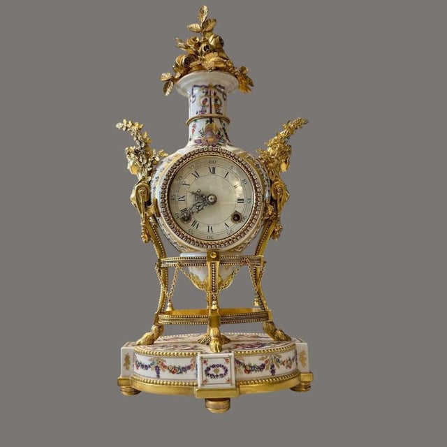 Marie Antoinette V&A Porcelain and Ormolu Mantel Clock, 1960s For Sale - Image 12 of 17