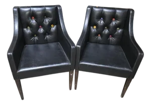 Vintage Armchairs with Beer Cap Decorations, 1950s, Set of 2