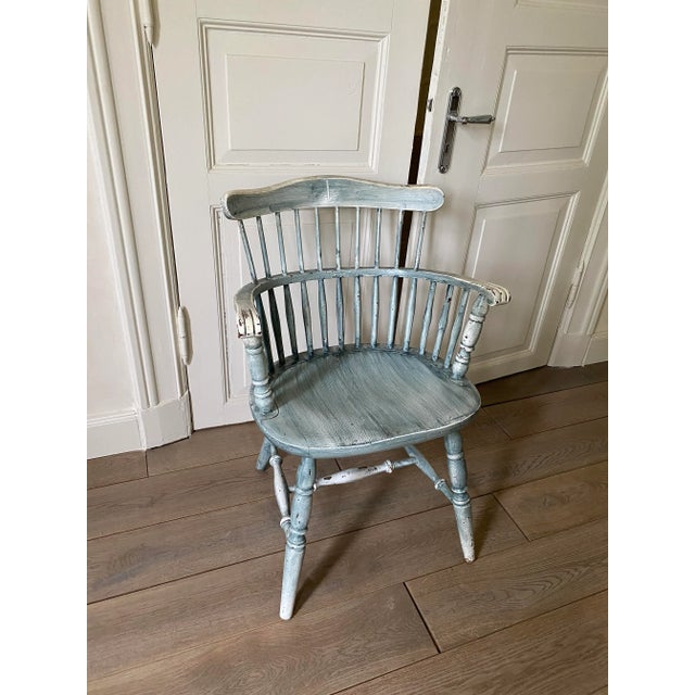 Blue Armchair, Denmark, 1920s For Sale - Image 10 of 10