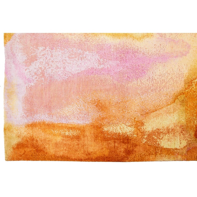 Abstract 10 X 14 Contemporary Wool and Silk Rug With Plush Color Abstract Design For Sale - Image 3 of 9