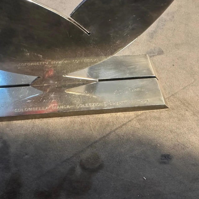 1990s Minimalist Silver Plated Sculpture La Colombella Bianca by Lino Sabattini For Sale - Image 6 of 12