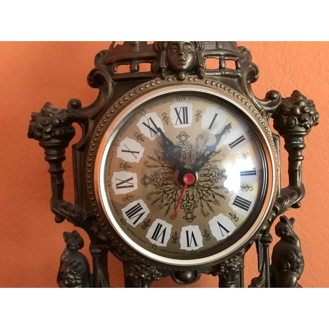 Goldenrod Metal Fireplace Wall Clock, 1970s For Sale - Image 8 of 10