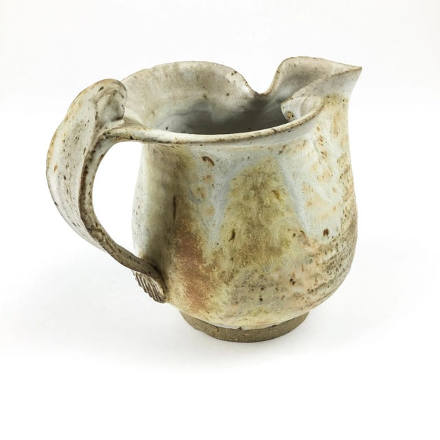1980s Vintage Studio Pottery Glazed Pottery Pitcher For Sale - Image 5 of 13