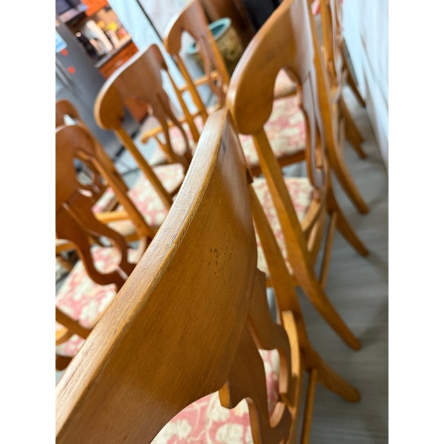 Fiddleback Splat Floral Dining Chairs, Set of Eight For Sale - Image 9 of 12