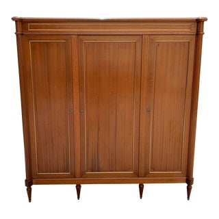 1910s French Louis XVI Antique Mahogany Armoire For Sale