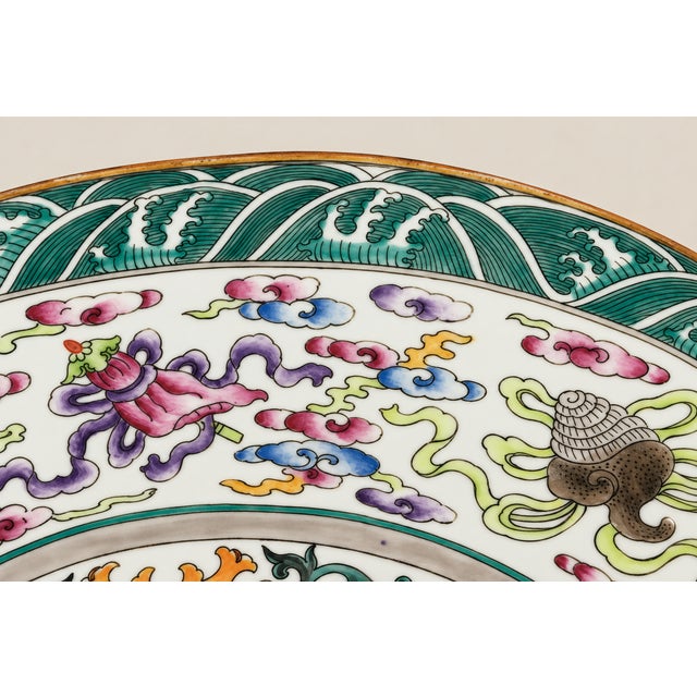 Antique Chinese Porcelain 'Phoenix and Buddhist Emblems' Charger For Sale - Image 4 of 9