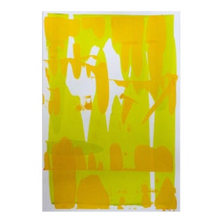 Abstract Lime Green Orange Serigraph Print For Sale