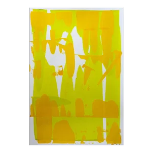Abstract Lime Green Orange Serigraph Print