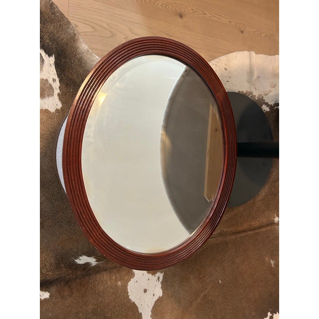 1950s Vintage Fluted Oval Mahogany Mirror For Sale - Image 5 of 7