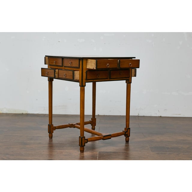 19th Century English Walnut Spice Table with Drawers and H-Form Stretcher For Sale In Atlanta - Image 6 of 12
