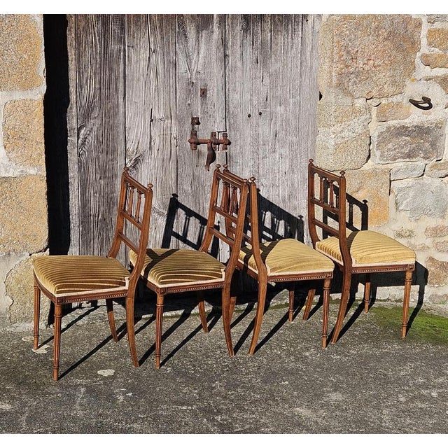 Antique :ate 19th Century Louis XVI Hand-Carved Walnut Side Chairs in the style of Claude Sené For Sale - Image 5 of 18