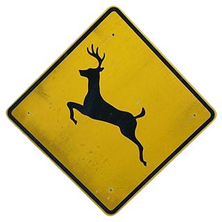 Vintage Rural Mountian Deer Crossing Steet Sign For Sale