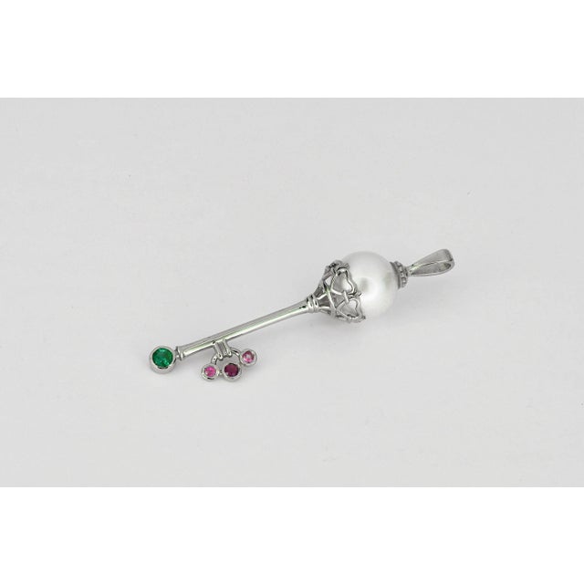 Key Pendant With Pearl in 14k Gold For Sale - Image 6 of 9