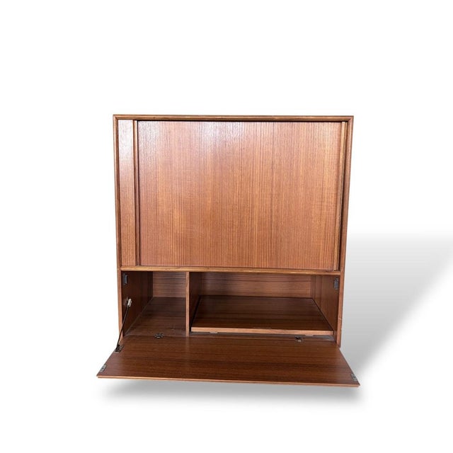 Brown Mid-Century Modern Danish Teak Tambour Door Cabinet, 1960s For Sale - Image 8 of 10