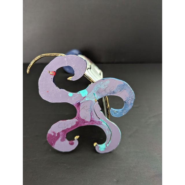 Piper Strong Whimsical Hand Painted Metal Sculptural Man Woman Candle Holders For Sale - Image 9 of 10