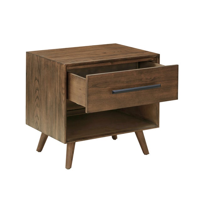 Emery Walnut Nightstand For Sale - Image 4 of 9
