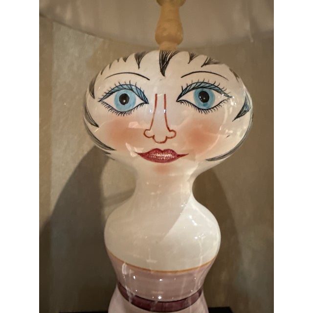 1970s Italian Pottery Female Mid Century Table Lamp For Sale - Image 4 of 7