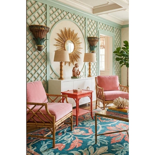 Vintage Tropical Elephant Tole Palm Weaved Wall Bracket Sconce Shelves- A Pair For Sale In West Palm - Image 6 of 7