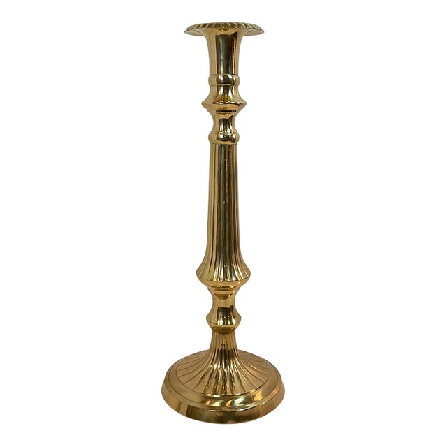 Vintage Large Brass Candle Holder For Sale