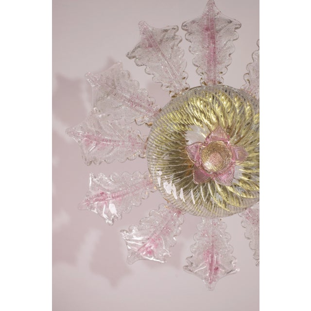 Pink Murano Glass Leave Ceiling Light or Chandelier, 1970s For Sale - Image 12 of 12