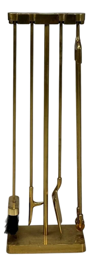 Bronze Fireplace Tool Set With Stand, Usa, 20th C.