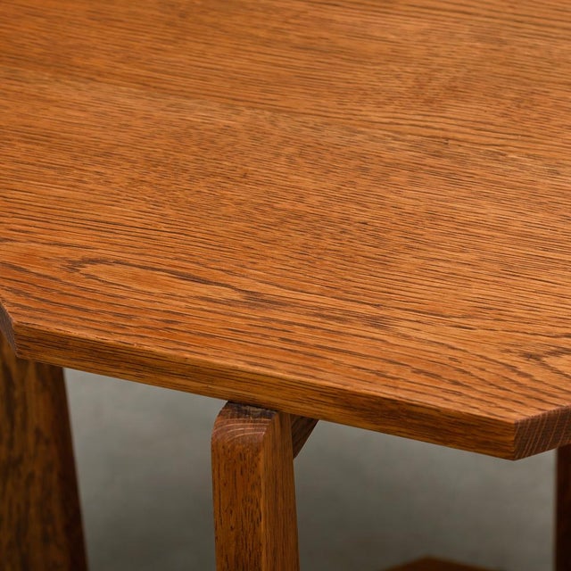 Dutch Art Deco Octagon Side Table in Oak, 1930s For Sale - Image 9 of 16