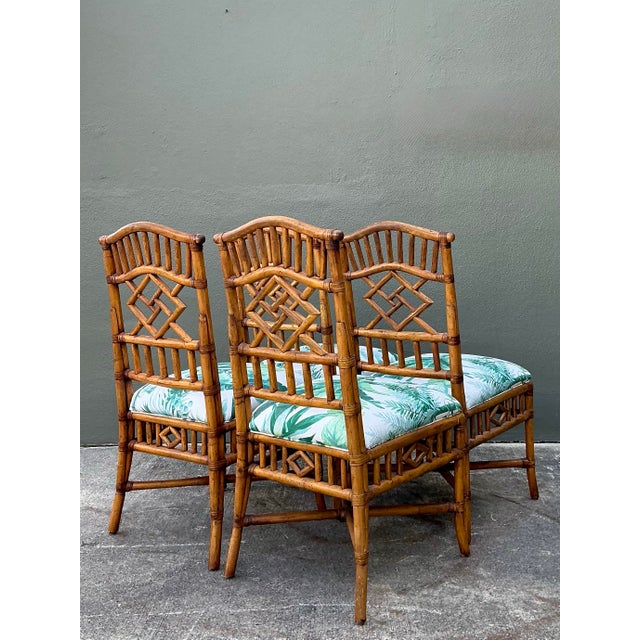Vintage Arched Back Rattan Dining Chairs in Manuel Canovas - Set of 4 For Sale - Image 10 of 12